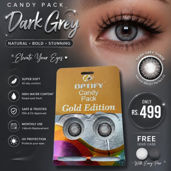 Optify Candy Pack Colored Contact Lenses Zero Power – Dark Grey (1pair)